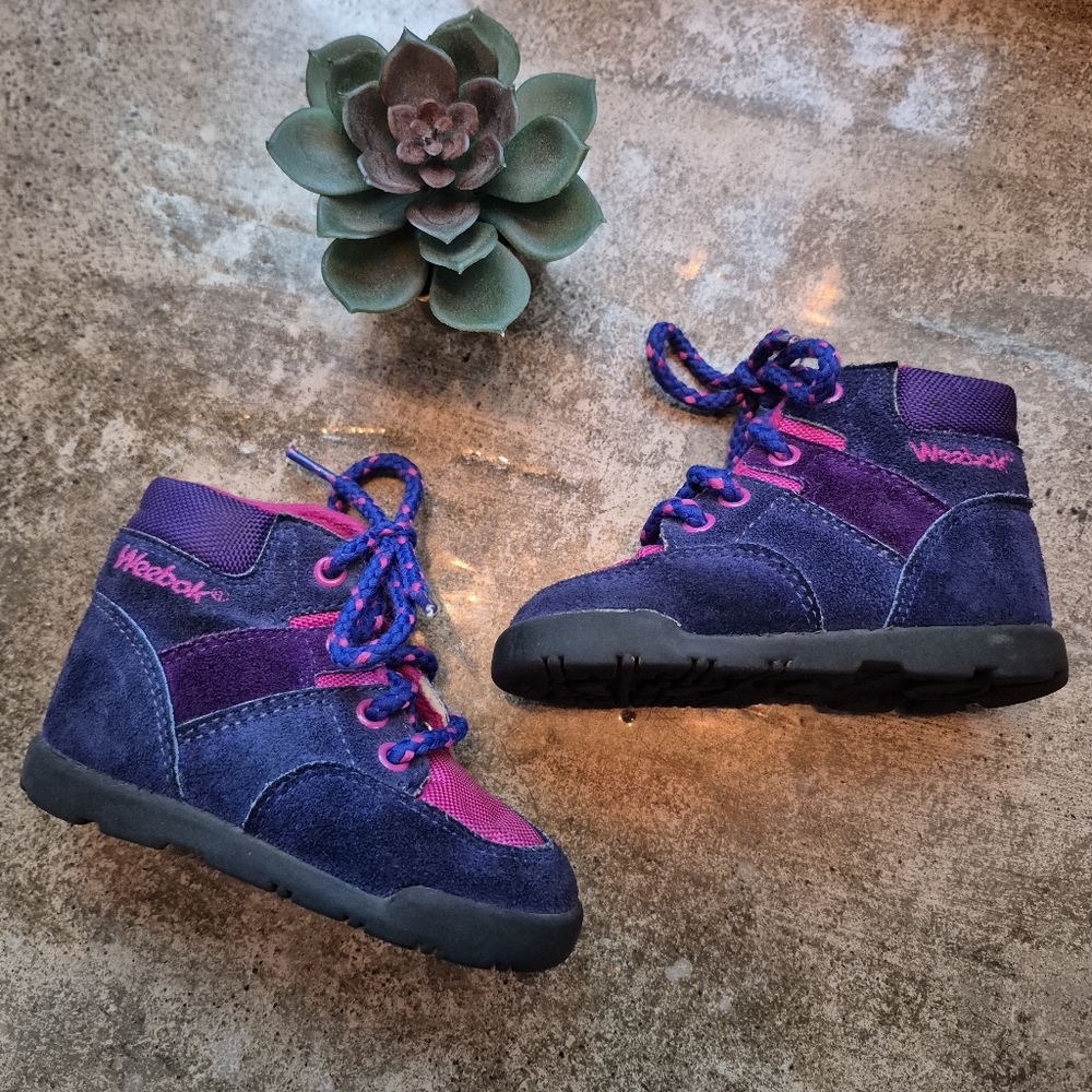 ❤️🔥 Vintage Reebok Weebok Retro Toddler Girls Size 4M Sueded Pink/Purple Shoes